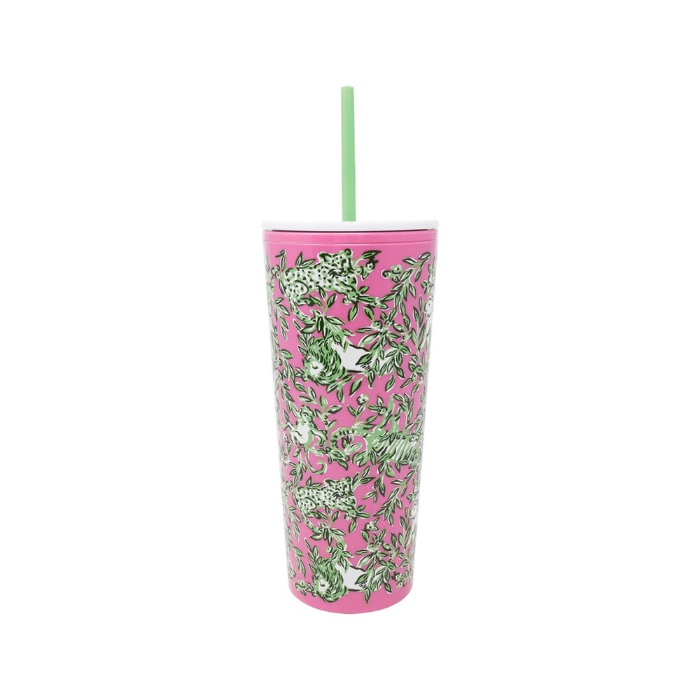 Lilly Pulitzer New Pink Mane Character Energy 24 oz straw tumbler